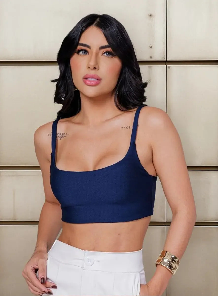Top Cropped Fitness Alcinha em Tecido Liganet Malha Fria - Kineton Fit