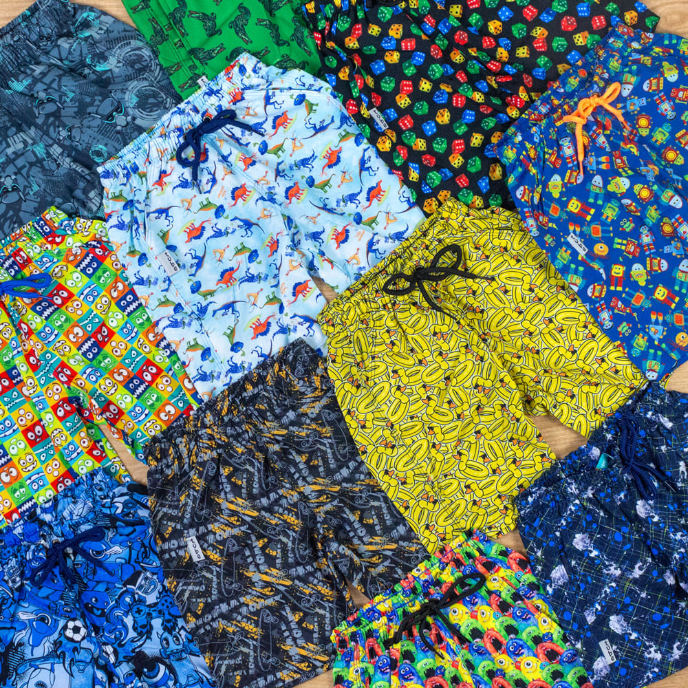 Kit 3 Bermudas Infantil Para Praia Verão Tactel Leve