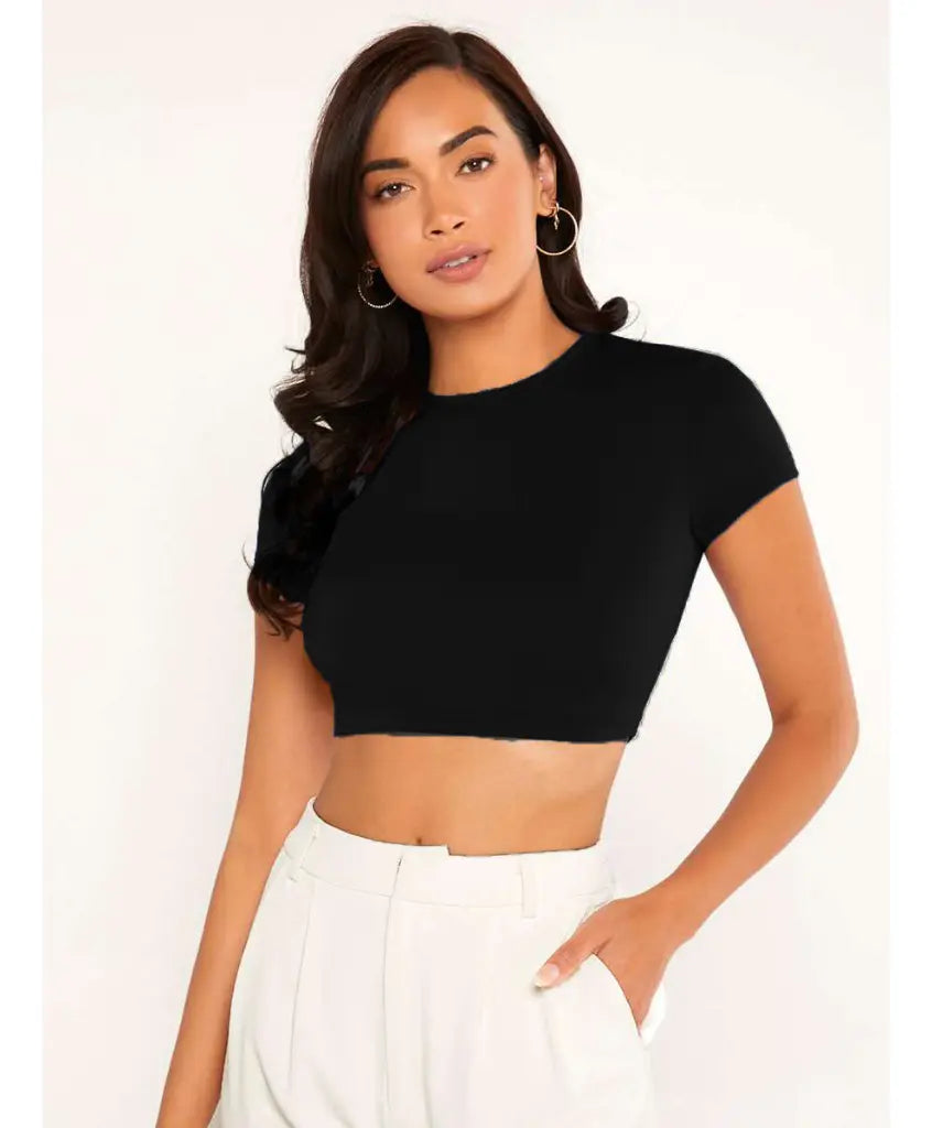 Camiseta Cropped Fitness Manga Curta Tecido Duplo Premium - Kineton Fit