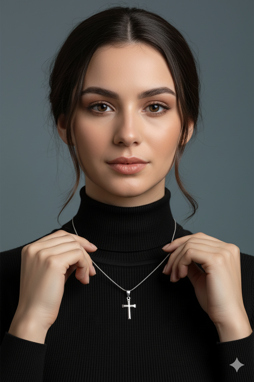 Pingente Cruz Lisa Em Prata 925