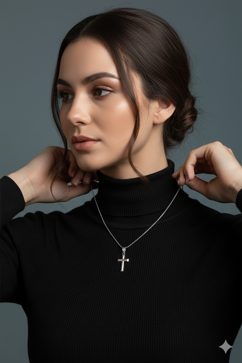 Pingente Cruz Lisa Em Prata 925