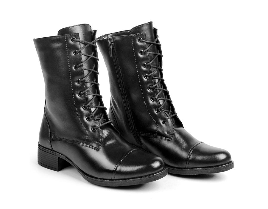Bota Coturno Feminina Bárbara Barros Couro Legítimo Comfort Preta